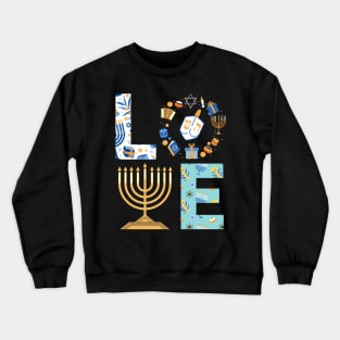 Hanukkah Love With Menorah For Jewish Christmas Holiday Crewneck Sweatshirt